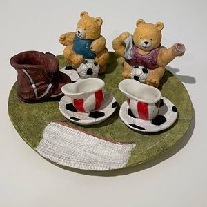 Miniature Tea Set - Soccer Bear Theme.